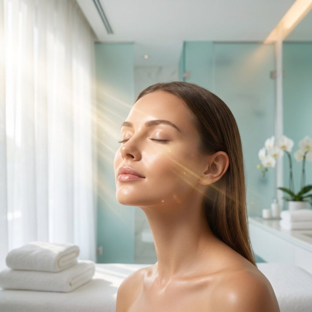 Woman with glowing skin representing advanced aesthetic treatments