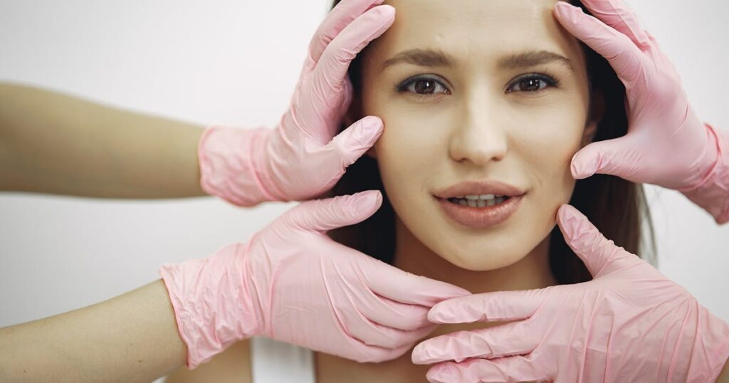 Aesthetic facial treatment close-up