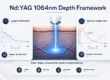 Nd:YAG 1064nm depth framework infographic showing wavelength depth and vascular target planning